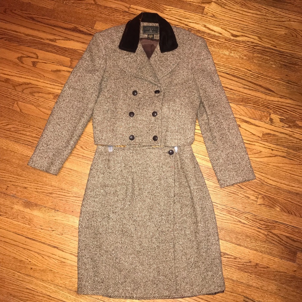 Vintage EXPRESS two-piece Tweed Career Skirt Suit.